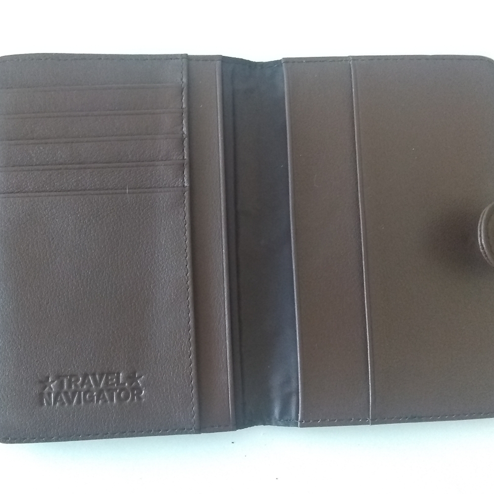 *TRAVEL* NAVIGATOR Leather Passport Credit Card Wallet Unisex